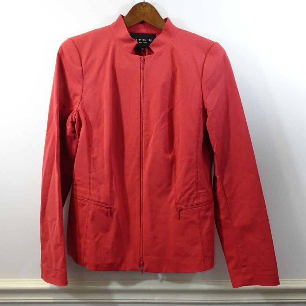 Lafayette 148 New York Stand-Up Collar Zip Up Jacket Salmon Pink Size 8